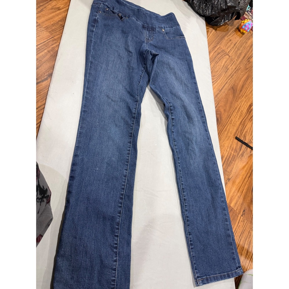 Minimalist Womens Jag Jeans Pull On Straight Leg Denim Pants 6 Blue